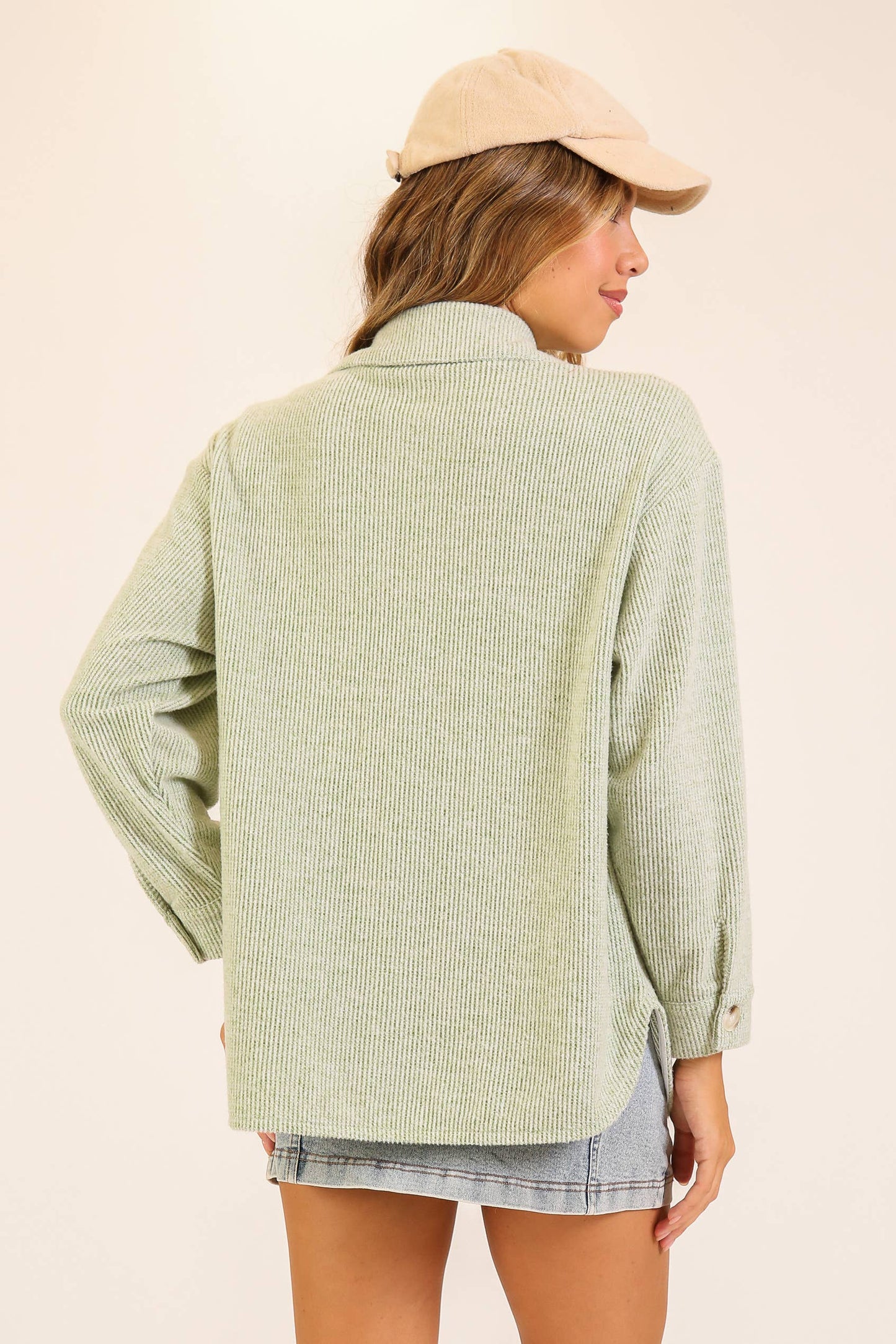 Brushed Waffle Button-Up Shacket