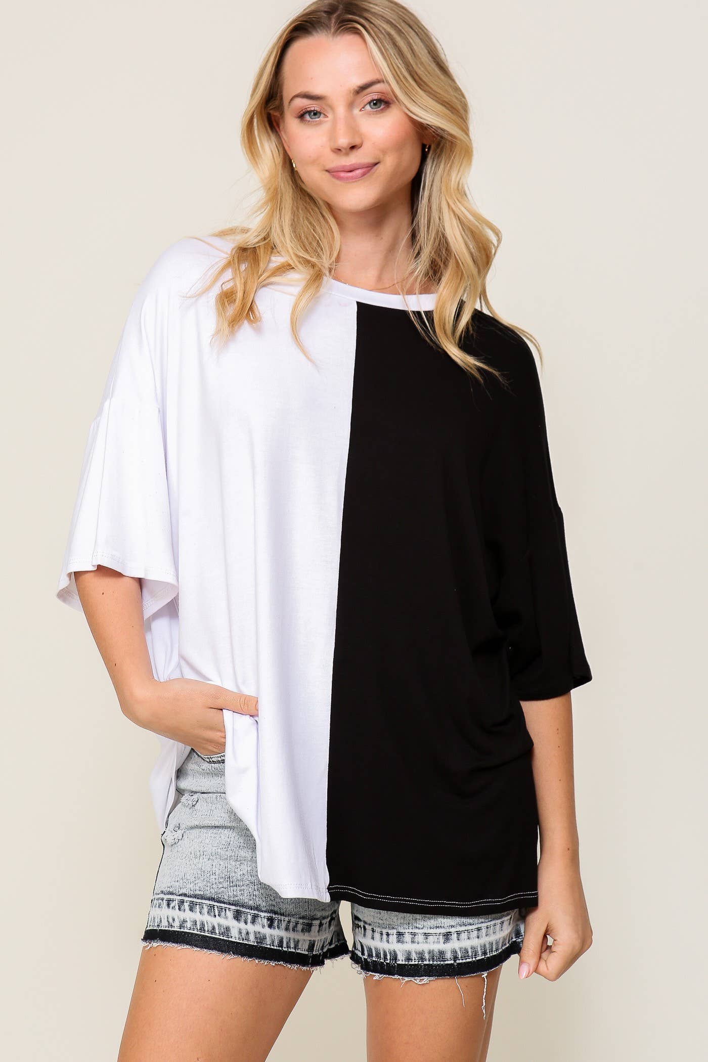 Black/White Game Day Multi Color Knit Top