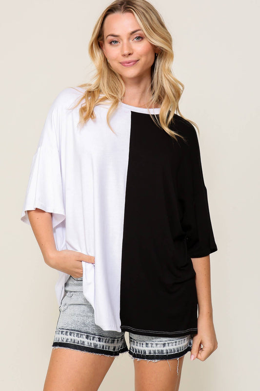 Black/White Game Day Multi Color Knit Top