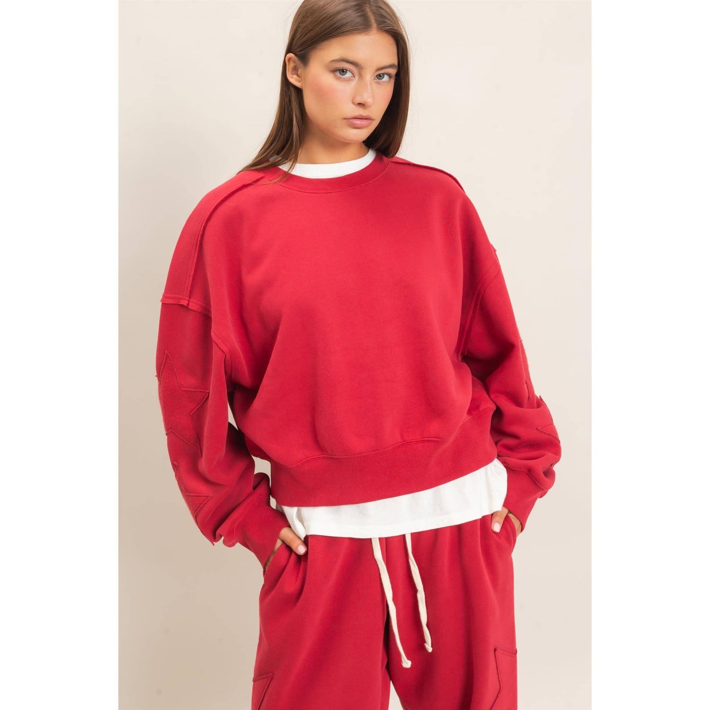 Star Patch Sleeve Sweatshirt