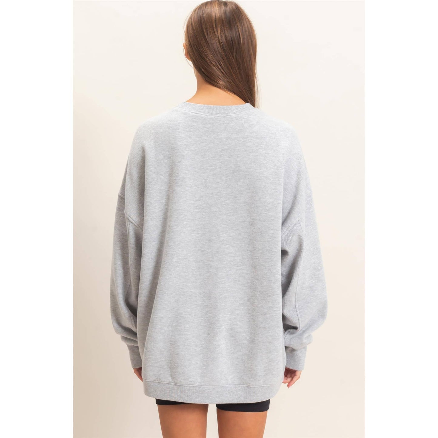 Acid Wash Crew Neck Long Sleeve Sweatshirt