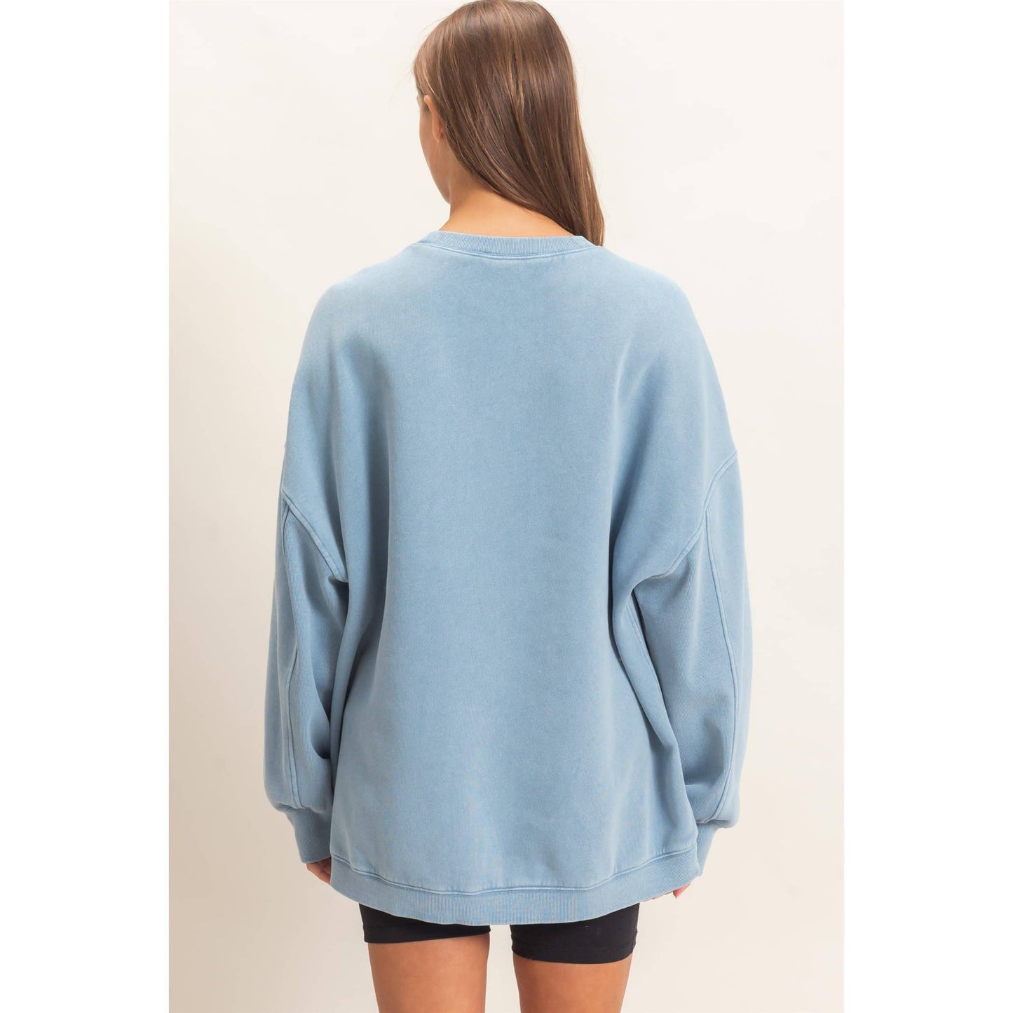 Acid Wash Crew Neck Long Sleeve Sweatshirt
