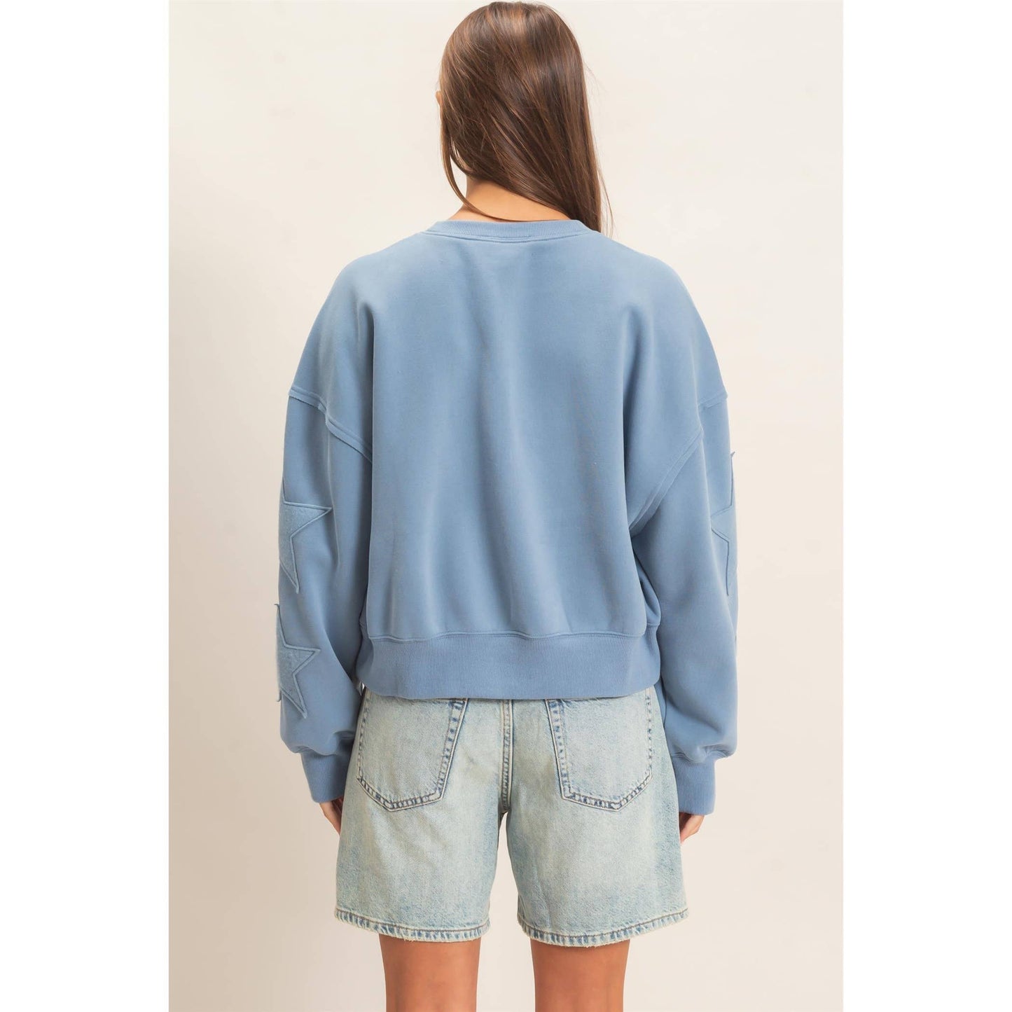 Star Patch Sleeve Sweatshirt