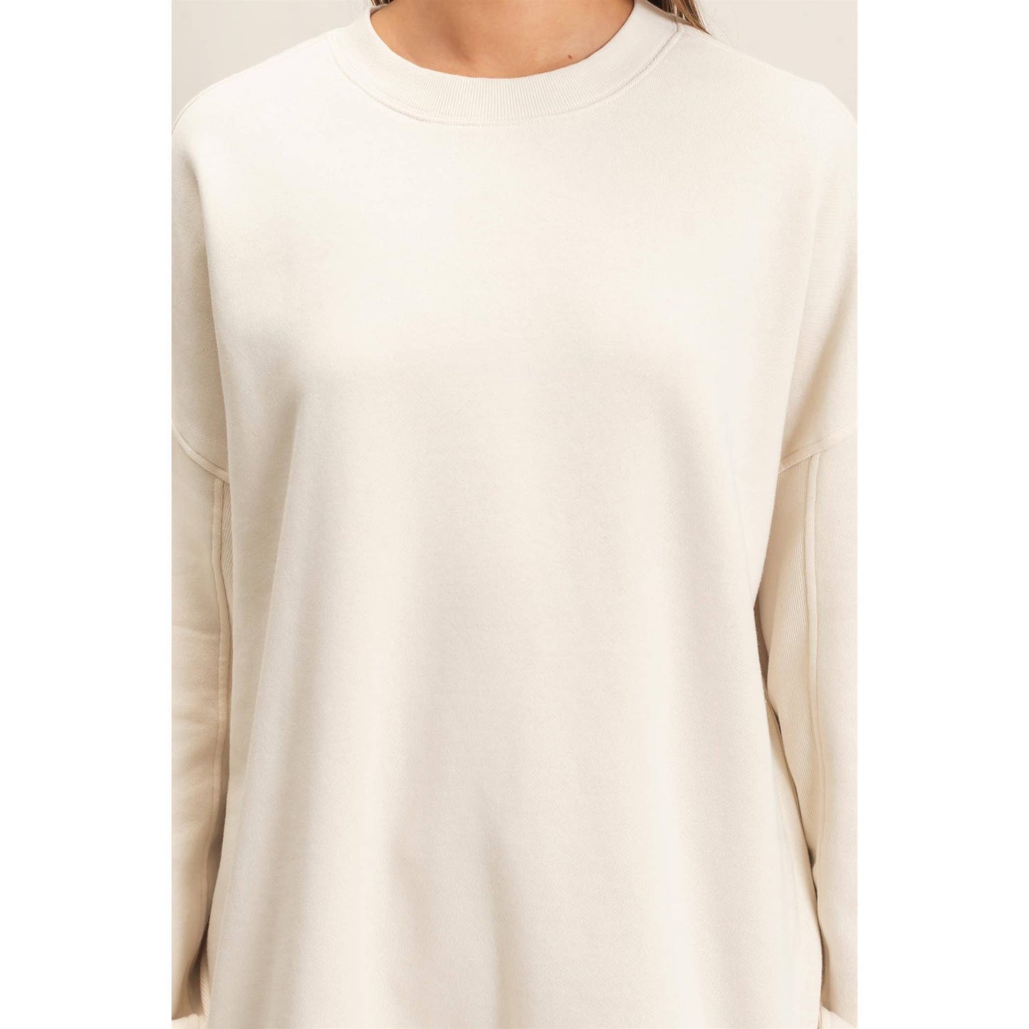 Acid Wash Crew Neck Long Sleeve Sweatshirt
