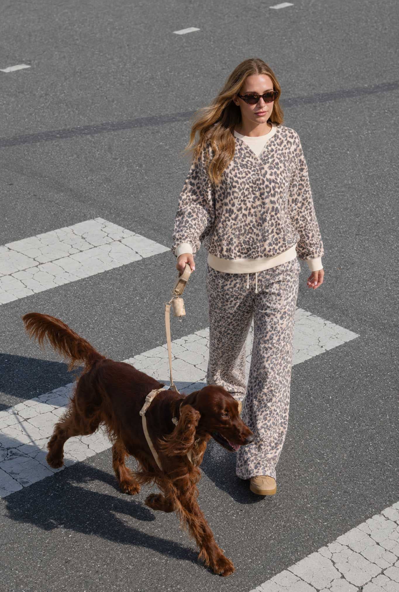 Leopard Drawstring Wide Leg Lounge Pants