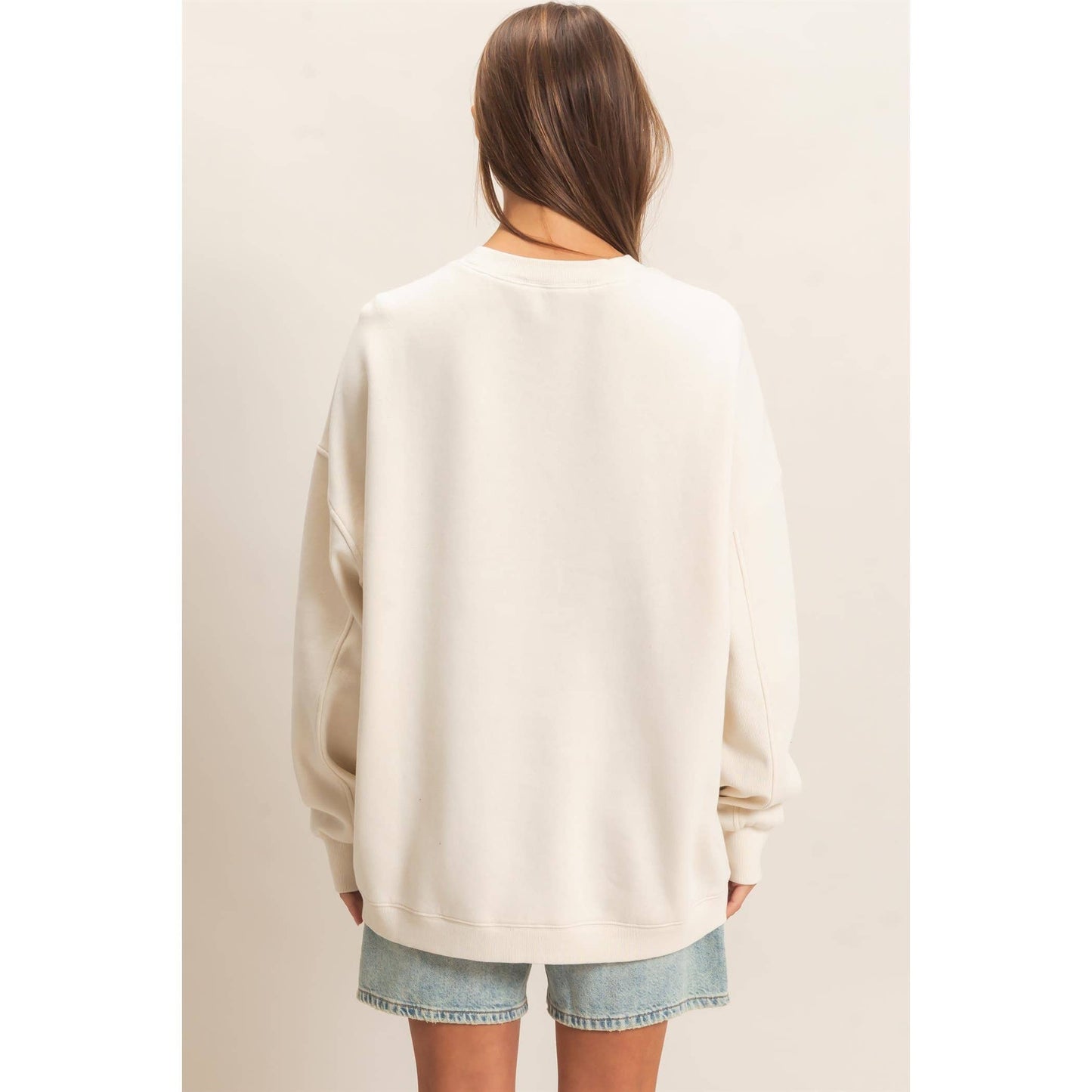 Acid Wash Crew Neck Long Sleeve Sweatshirt