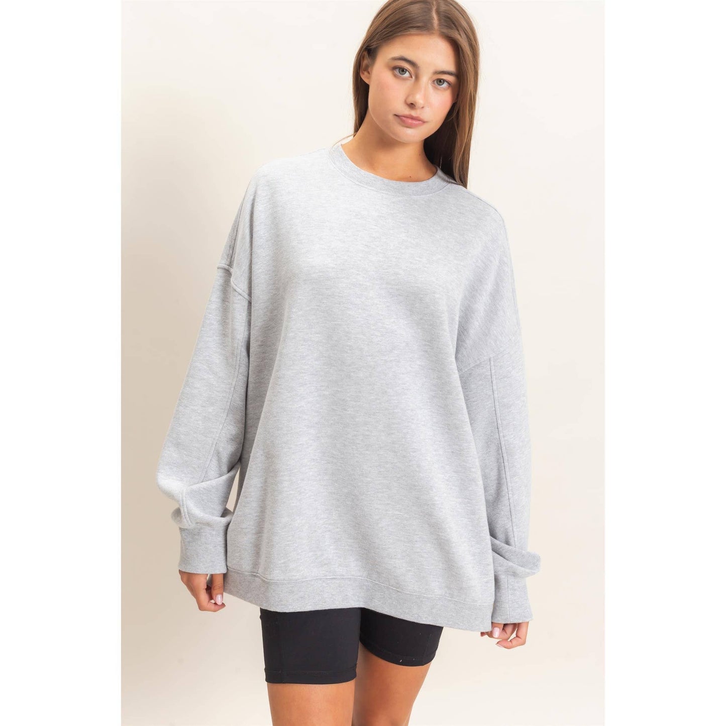 Acid Wash Crew Neck Long Sleeve Sweatshirt