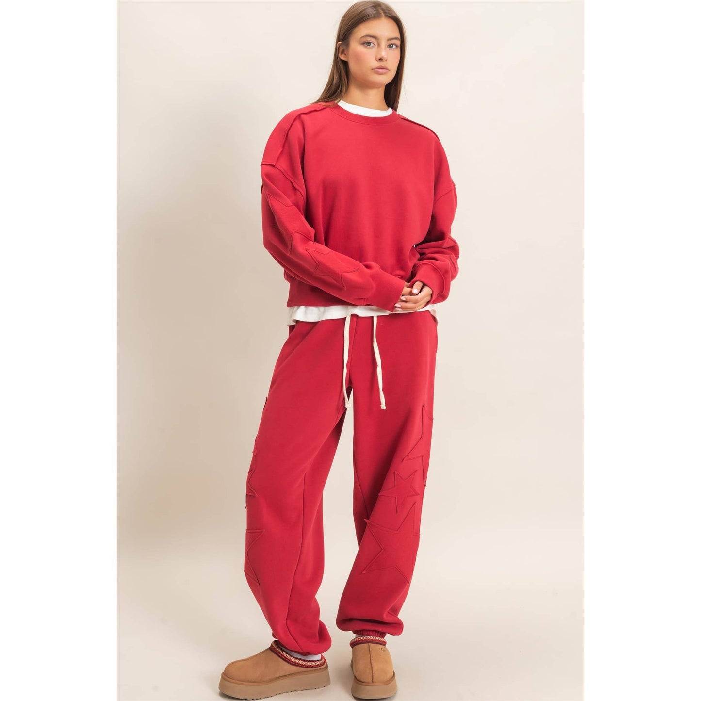 Star Patch Sleeve Sweatshirt