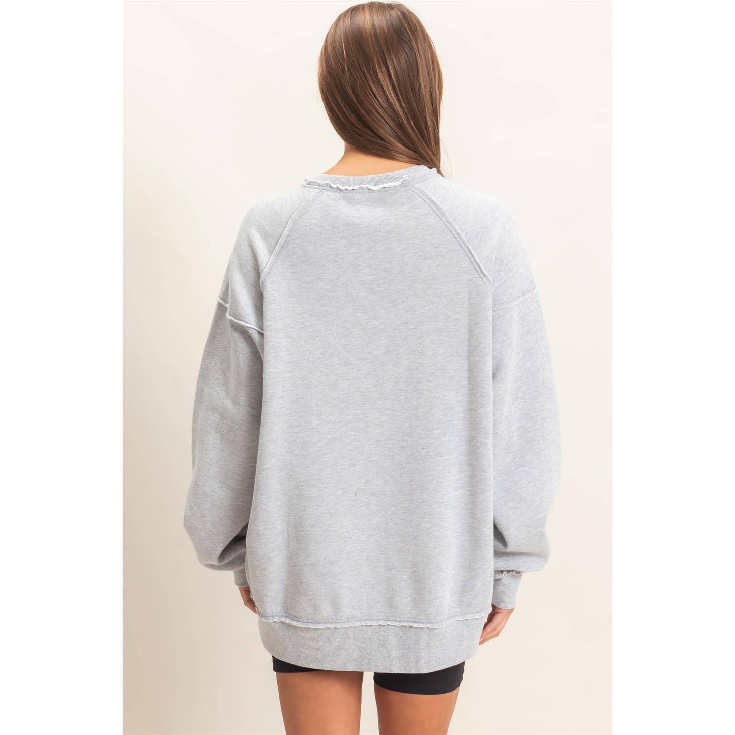 Acid Wash Raw Edge Sweatshirt