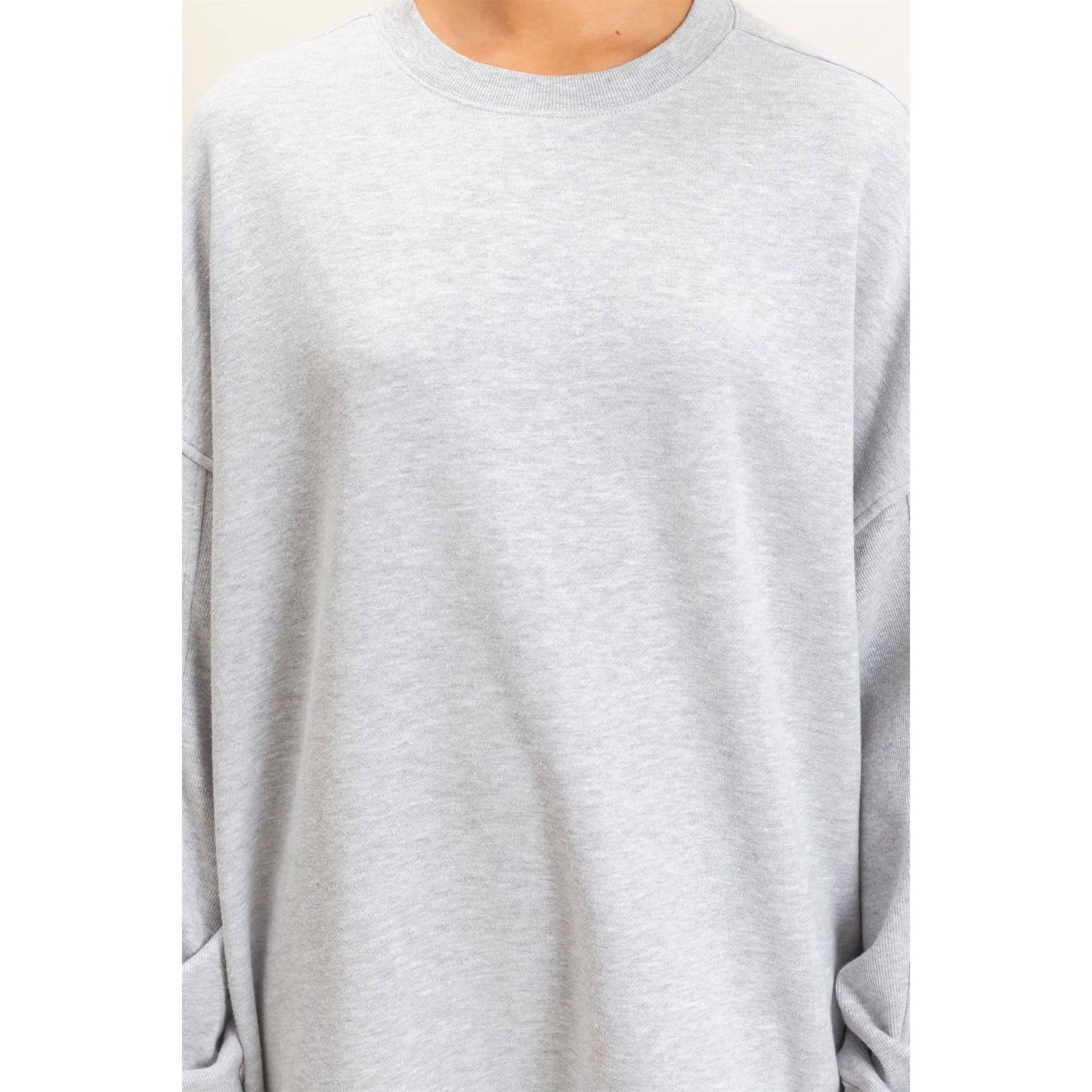 Acid Wash Crew Neck Long Sleeve Sweatshirt