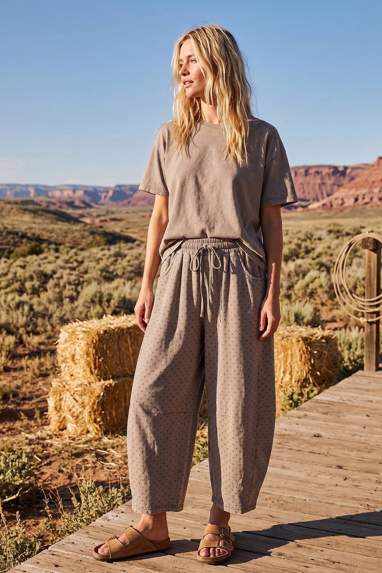 Oversized Mineral Washed Scuba Barrel Lounge Pants